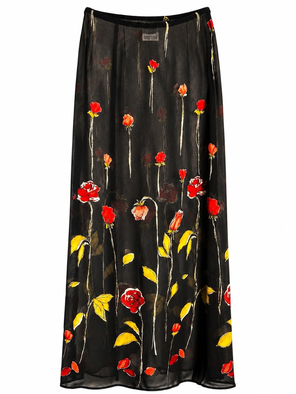Vintage Johnny Was Collection Floral Sheer Rayon Maxi Skirt USA Made Medium